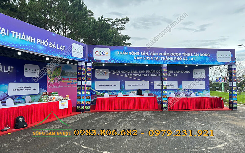 Cho thuê gian hàng hội chợ, gian hàng nhà bạt Cho thuê gian hàng khung truss tổ chức Tuần lễ nông sản, sản phẩm OCOP Lâm Đồng
