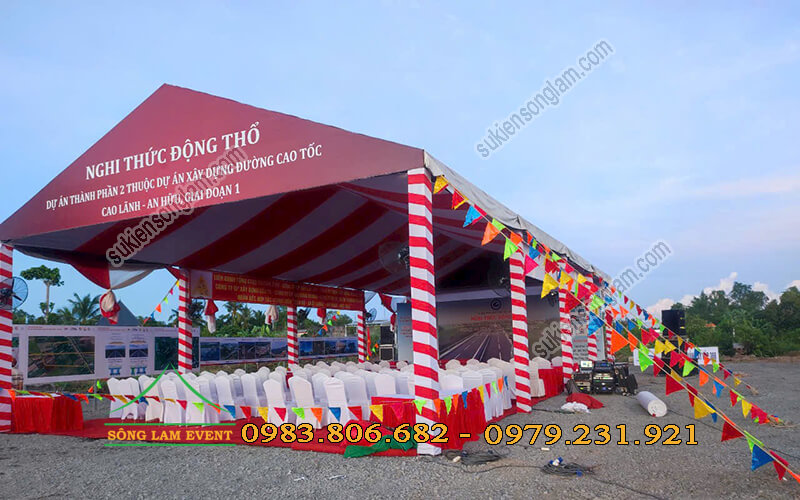 Cho thuê nhà bạt tổ chức Lễ động thổ cao tốc Cao Lãnh An Hữu Tiền Giang Cho thuê nhà bạt tổ chức Lễ động thổ cao tốc Cao Lãnh An Hữu Tiền Giang