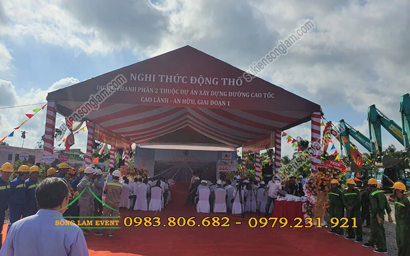 Cho thuê nhà bạt tổ chức Lễ động thổ cao tốc Cao Lãnh An Hữu Tiền Giang Cho thuê nhà bạt tổ chức Lễ động thổ cao tốc Cao Lãnh An Hữu Tiền Giang