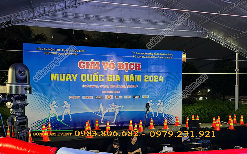 Cho thuê khung backdrop tại Giải vô địch Muay quốc gia Bình Dương Cho thuê khung backdrop tại Giải vô địch Muay quốc gia Bình Dương
