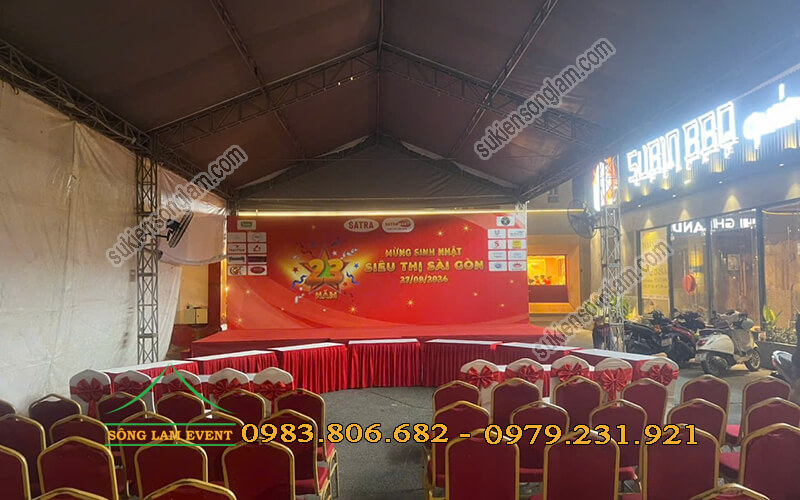 Cho thuê sân khấu sự kiện tổ chức mừng sinh nhật siêu thị Sài Gòn Cho thuê nhà bạt tổ chức mừng sinh nhật siêu thị Sài Gòn
