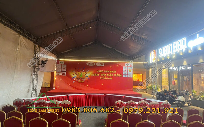 Cho thuê nhà bạt tổ chức mừng sinh nhật siêu thị Sài Gòn Cho thuê nhà bạt tổ chức mừng sinh nhật siêu thị Sài Gòn