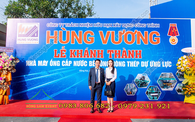 Cho thuê khung backdrop tổ chức lễ khánh thành nhà máy Hùng Vương tại Đồng Nai
