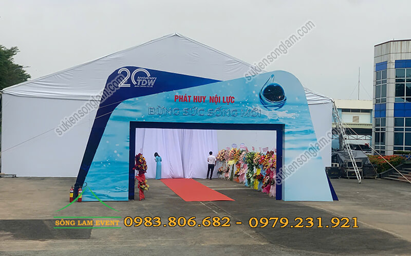 Cho thuê nhà bạt tổ chức Lễ kỷ niệm 20 năm thành lập công ty BOO nước Thủ Đức