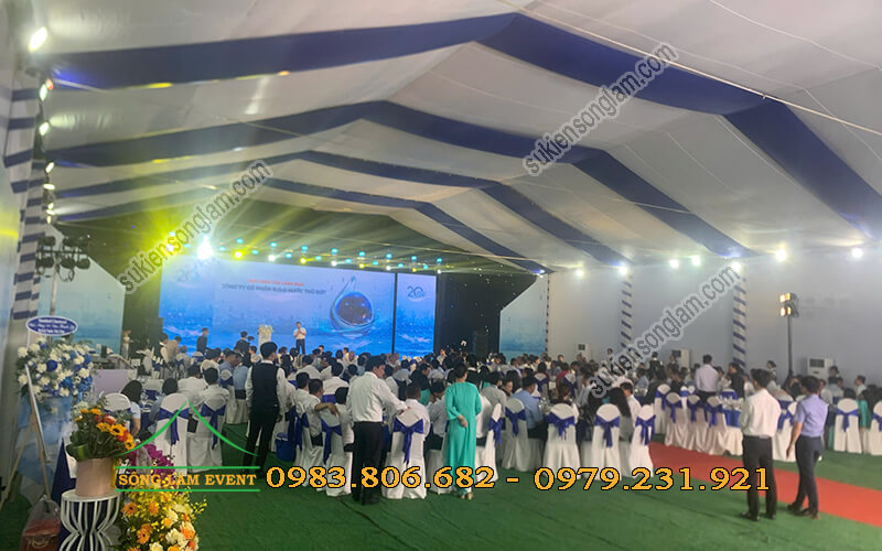 Cho thuê nhà bạt tổ chức Lễ kỷ niệm 20 năm thành lập công ty BOO nước Thủ Đức