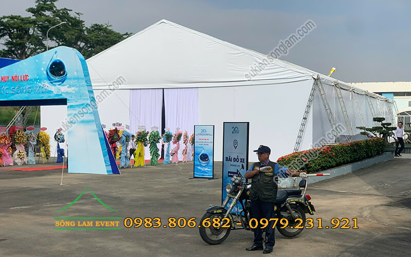 Cho thuê nhà bạt tổ chức Lễ kỷ niệm 20 năm thành lập công ty BOO nước Thủ Đức
