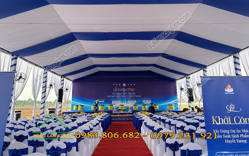 Cho thuê nhà bạt tổ chức Lễ khởi công nhà máy sản xuất sinh phẩm từ huyết tương Cho thuê nhà bạt tổ chức Lễ khởi công nhà máy sản xuất sinh phẩm từ huyết tương