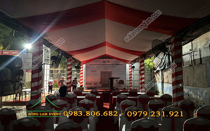 Cho thuê nhà bạt tổ chức lễ động thổ tòa nhà AKYN tại Tphcm Cho thuê nhà bạt tổ chức lễ động thổ tòa nhà AKYN tại Tphcm