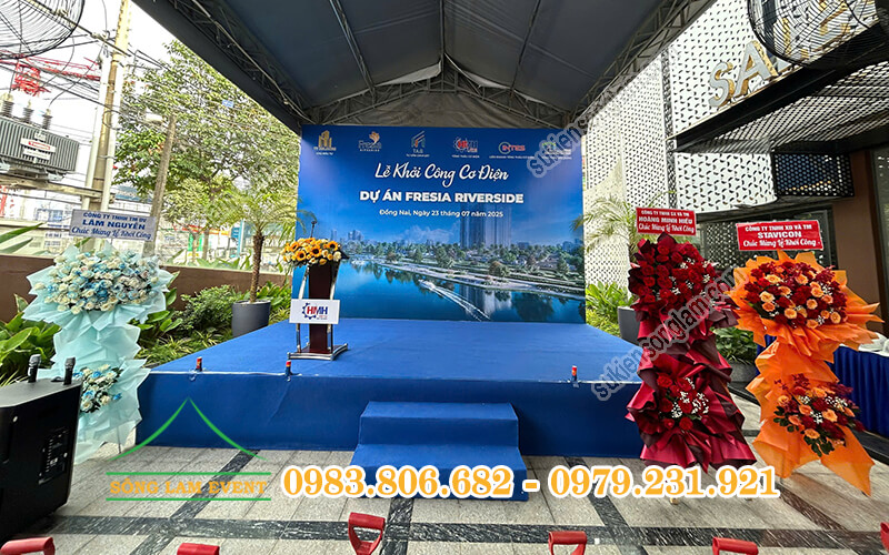 Cho thuê sân khấu sự kiện tổ chức Lễ khởi công cơ điện Dự án Fresia Riverside Đồng Nai