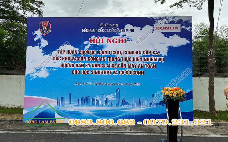 Cho thuê backdrop sự kiện tổ chức Hội nghị tập huấn nâng cao cho CSGT và CA cơ sở