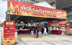 Cho thuê nhà bạt tổ chức Hội sách Buffet 59k tại Bcons City Mall