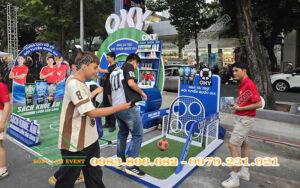 Thi công booth gian hàng Cùng Oxy cổ vũ đội tuyển U22 tại đại lộ Lê Lợi