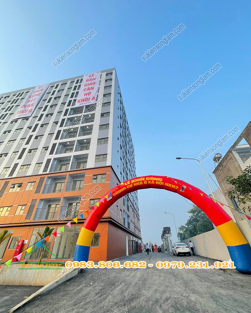 Cho thuê cổng hơi sự kiện tổ chức Lễ khởi công chung cư nhà ơ NXH2 - khối B