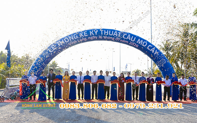 Cho thuê cổng hơi sự kiện tổ chức lễ thông xe kỹ thuật cầu Mỏ Cày Vĩnh Long Cho thuê cổng hơi sự kiện tổ chức lễ thông xe kỹ thuật cầu Mỏ Cày Vĩnh Long