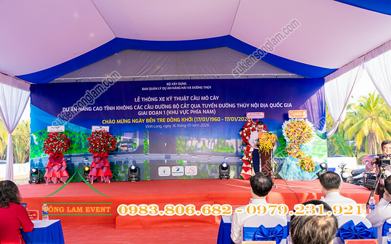 Cho thuê nhà bạt tổ chức lễ thông xe kỹ thuật cầu Mỏ Cày Vĩnh Long Cho thuê nhà bạt tổ chức lễ thông xe kỹ thuật cầu Mỏ Cày Vĩnh Long