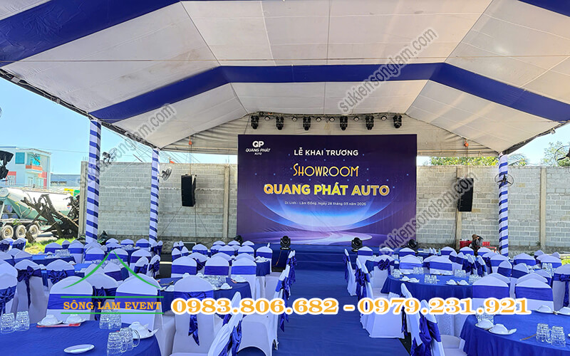 Cho thuê nhà bạt tổ chức Lễ khai trương showroom Quang Phát Auto Lâm Đồng