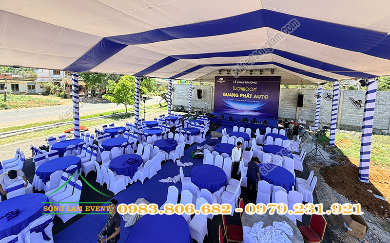 Cho thuê nhà bạt tổ chức Lễ khai trương showroom Quang Phát Auto Lâm Đồng