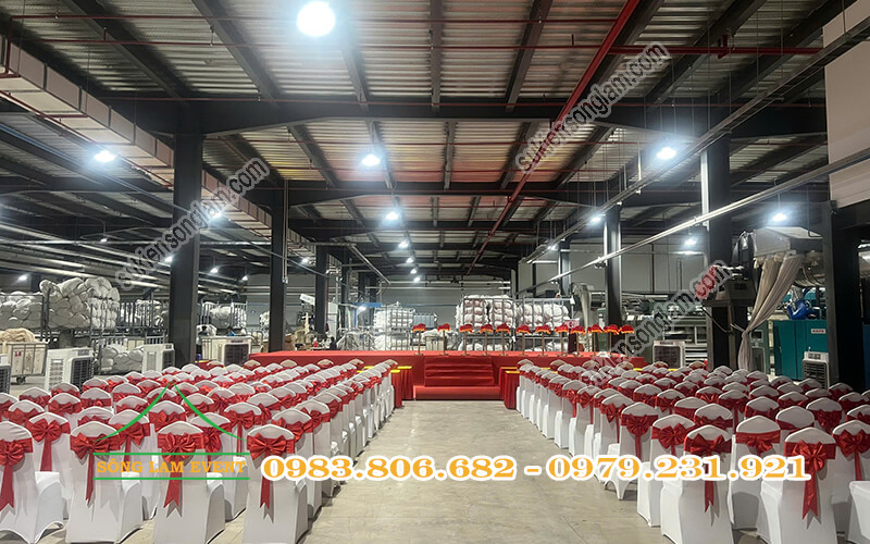 Cho thuê bàn ghế sự kiện tổ chức Lễ khánh thành công ty Kam Hing Vietnam dệt nhuộm và in
