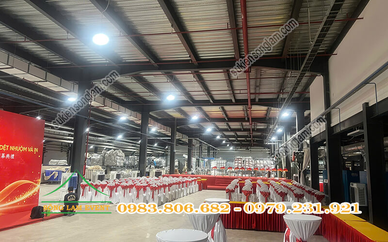Cho thuê bàn ghế sự kiện tổ chức Lễ khánh thành công ty Kam Hing Vietnam dệt nhuộm và in
