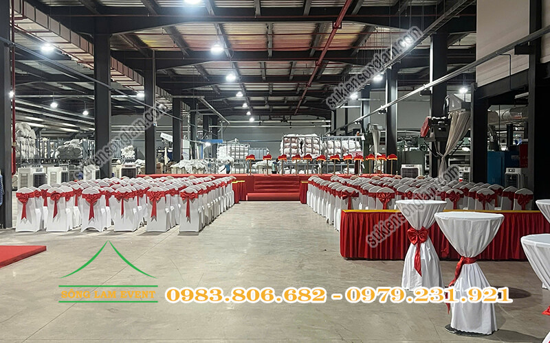 Cho thuê bàn ghế sự kiện tổ chức Lễ khánh thành công ty Kam Hing Vietnam dệt nhuộm và in
