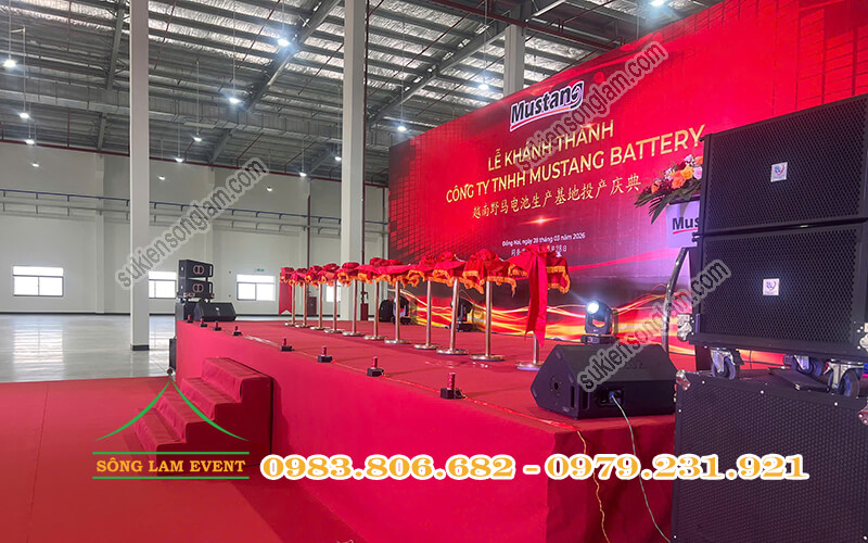 Cho thuê sân khấu sự kiện tổ chức Lễ khánh thành công ty Mustang Battery