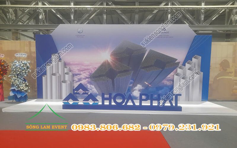 Thi công booth quảng cáo tổ chức Lễ khánh thành nhà máy ống thép Hòa Phát Long An