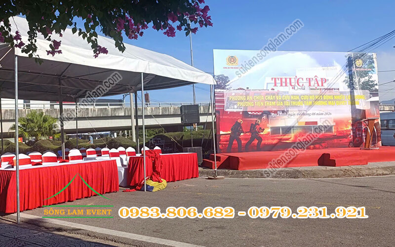 Cho thuê nhà bạt tổ chức Thực tập phương án chữa cháy, CNCH tại TTTM Quyết Thắng