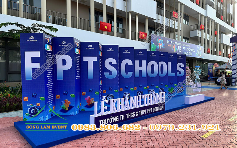Thi công booth tại Lễ khánh thành trường FPT School Millennia Long An Thi công booth tại Lễ khánh thành trường FPT School Millennia Long An