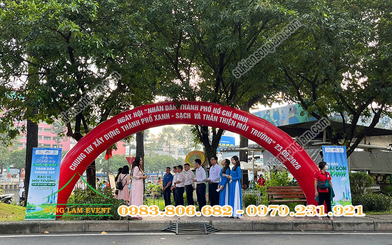 Cho thuê cổng hơi sự kiện tổ chức Ngày hội nhân dân TPHCM xây dựng thành phố xanh sạch