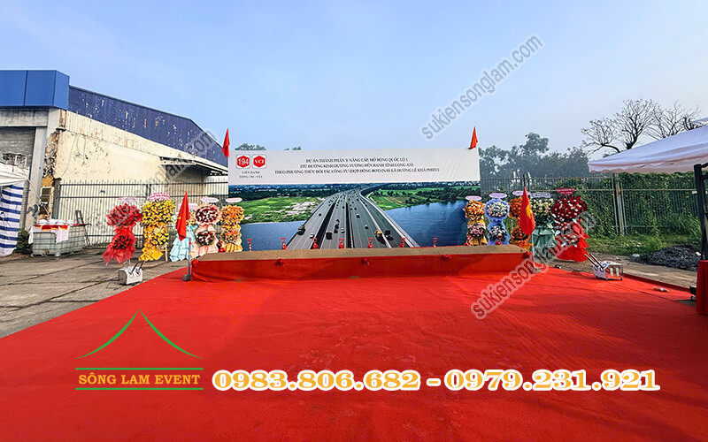 Cho thuê khung backdrop tổ chức Chương trình khởi động nâng cấp quốc lộ 1 đoạn qua cầu Bình Điền