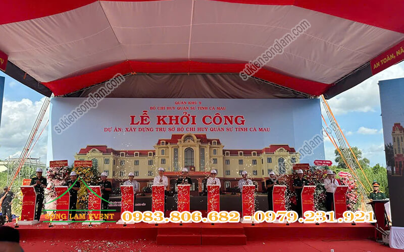 Cho thuê nhà bạt tổ chức Lễ khởi công trụ sở bộ chỉ huy quân sự tỉnh Cà Mau