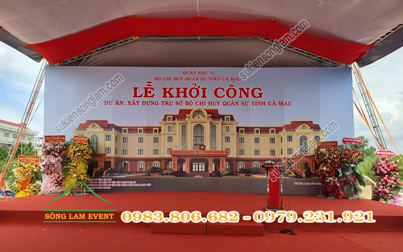 Cho thuê nhà bạt tổ chức Lễ khởi công trụ sở bộ chỉ huy quân sự tỉnh Cà Mau