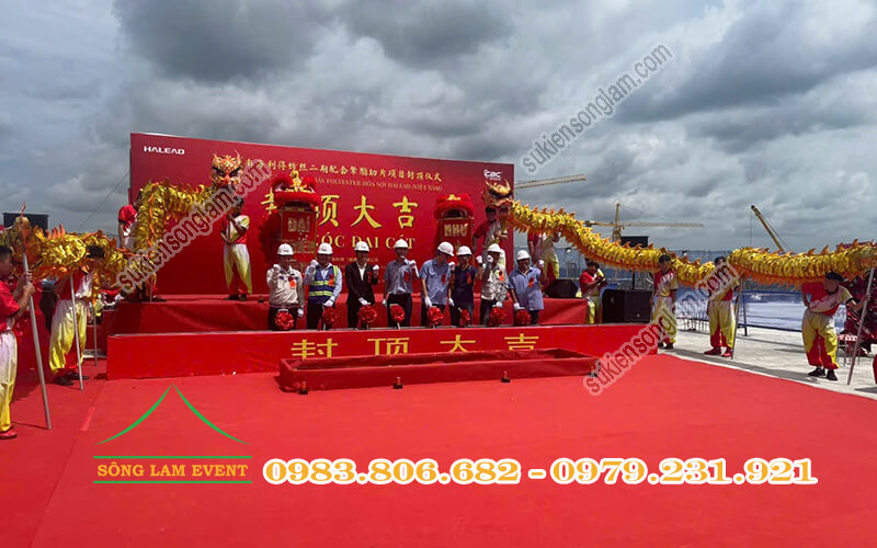 Cho thuê sân khấu sự kiện tổ chức Lễ cất nóc nhà máy Polyester hóa sợi Halead Vietnam