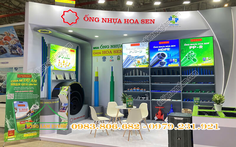 Thiết kế thi công gian hàng triển lãm nhựa Hoa Sen tại Vietfish 2026