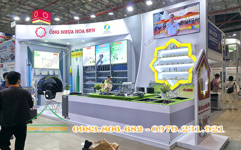 Thiết kế thi công gian hàng triển lãm nhựa Hoa Sen tại Vietfish 2026