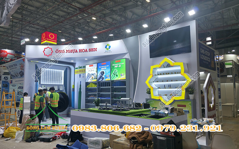 Thiết kế thi công gian hàng triển lãm nhựa Hoa Sen tại Vietfish 2026