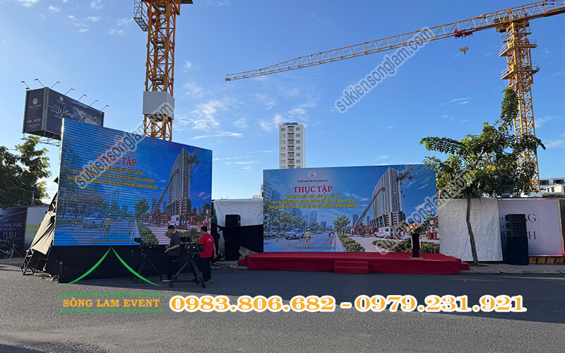 Cho thuê backdrop sự kiện tổ chức Thực tập phương án chữa cháy, CHCN tại tổ hợp khách sạn Mường Thanh Khánh Hòa