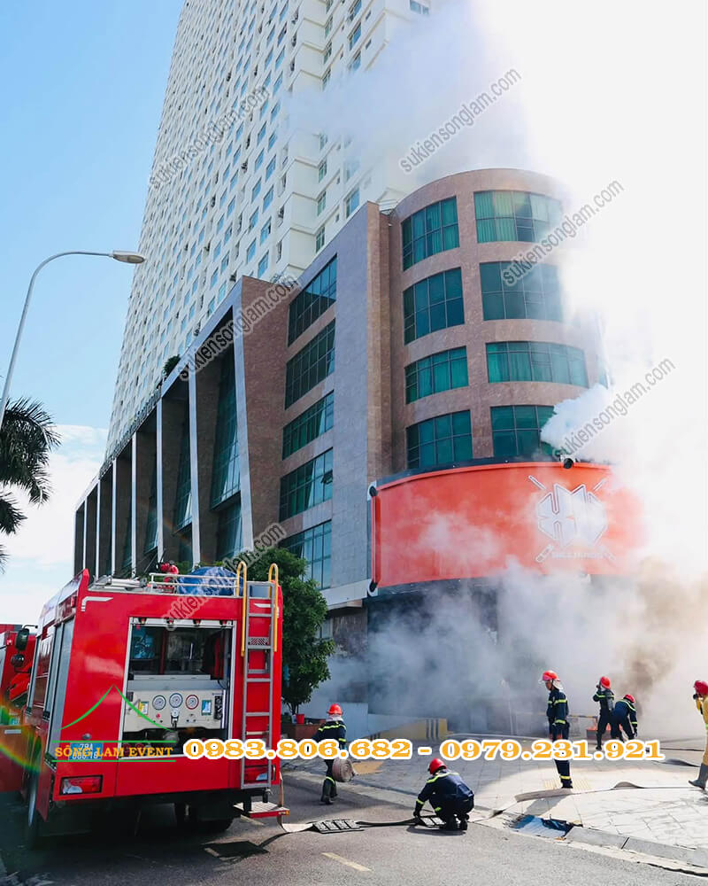 Cho thuê nhà bạt tổ chức Thực tập phương án chữa cháy, CHCN tại tổ hợp khách sạn Mường Thanh Khánh Hòa