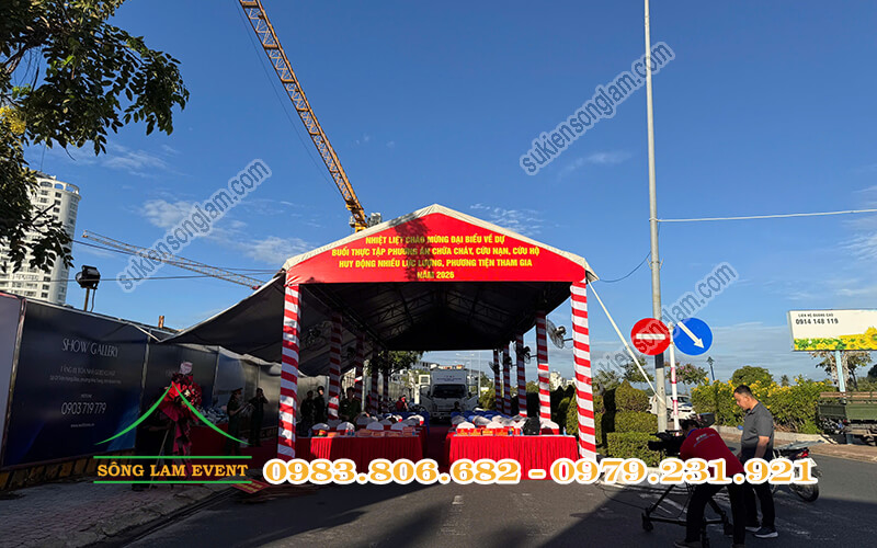 Cho thuê nhà bạt tổ chức Thực tập phương án chữa cháy, CHCN tại tổ hợp khách sạn Mường Thanh Khánh Hòa