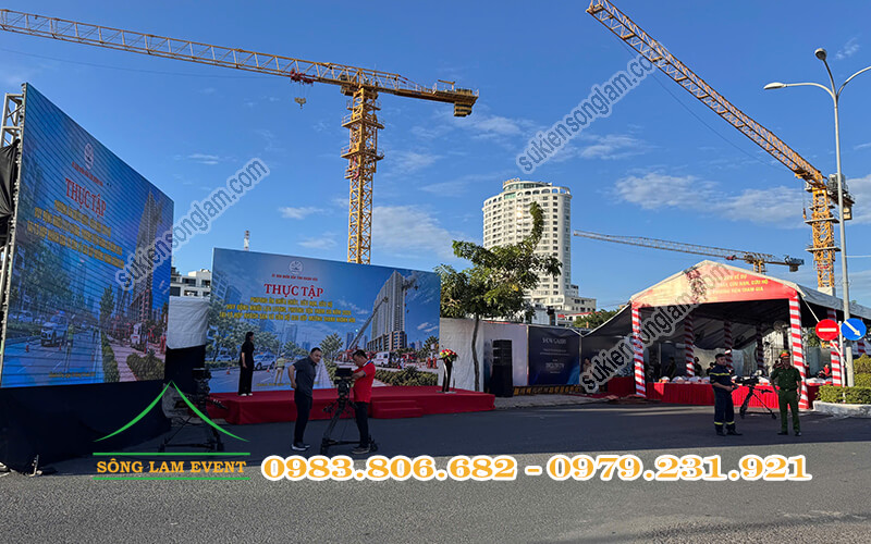 Cho thuê nhà bạt tổ chức Thực tập phương án chữa cháy, CHCN tại tổ hợp khách sạn Mường Thanh Khánh Hòa